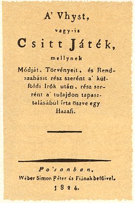 Az els�, magyar nyelv� k�rtyak�nyv c�mlapja. 1824 - J�noska Antal gy�jtem�nye